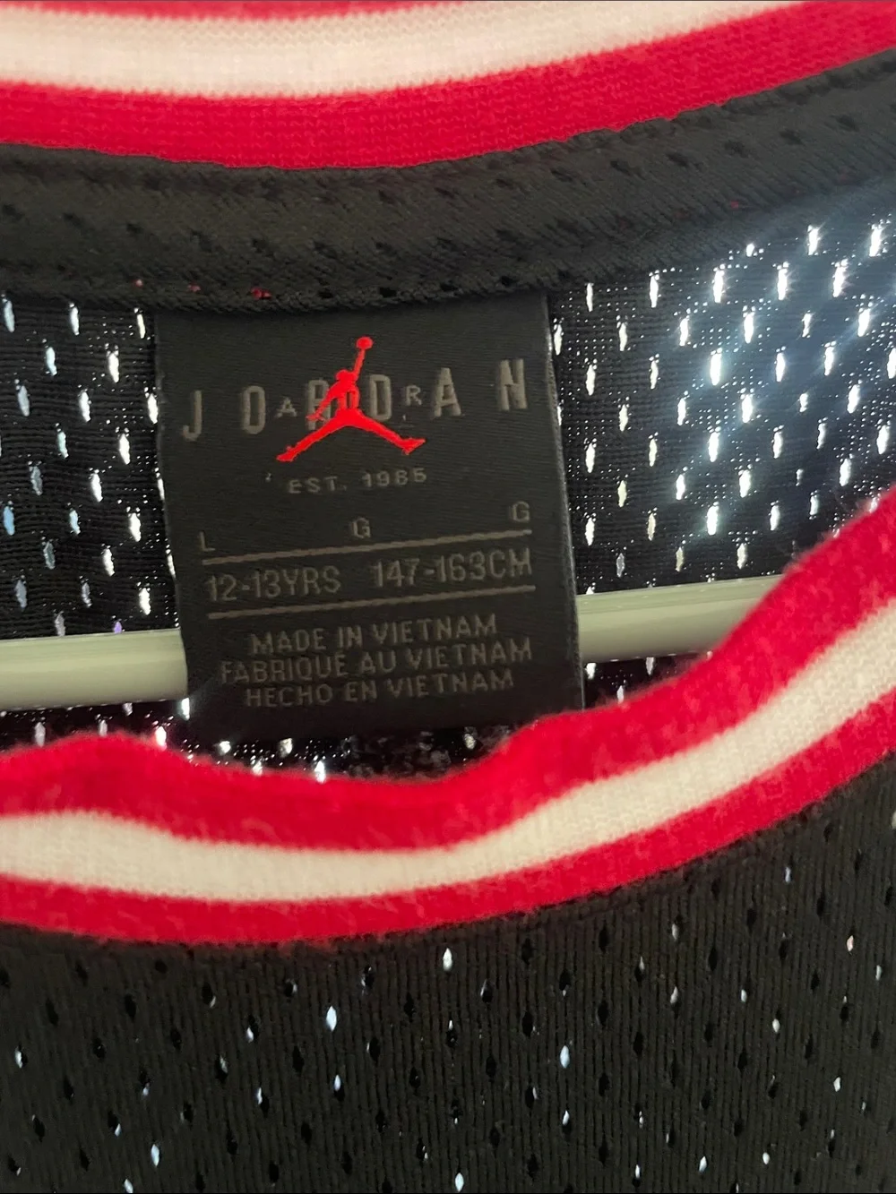 Jordan Black Mesh Jersey with Red & White Trim